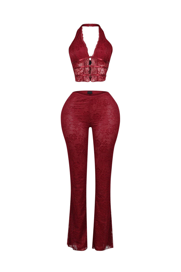 Backstage Lace Halter Top &amp; Pants SET