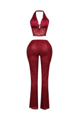 Backstage Lace Halter Top &amp; Pants SET