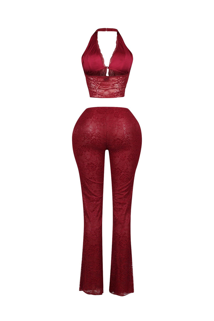Backstage Lace Halter Top &amp; Pants SET