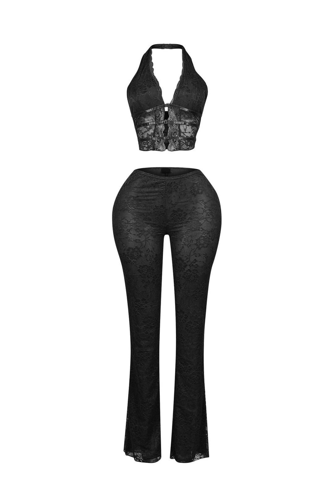 Backstage Lace Halter Top &amp; Pants SET