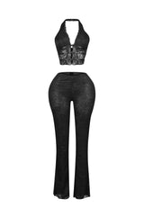 Backstage Lace Halter Top &amp; Pants SET