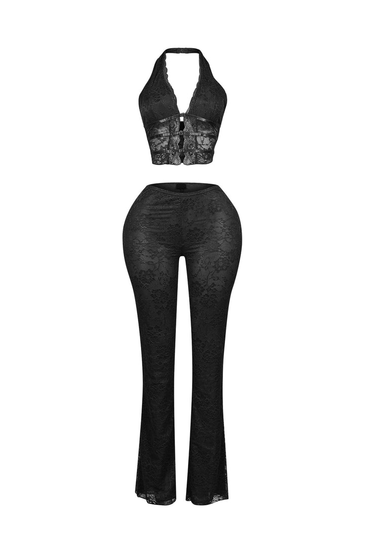Backstage Lace Halter Top &amp; Pants SET