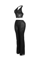 Backstage Lace Halter Top &amp; Pants SET