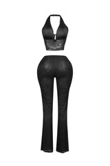 Backstage Lace Halter Top &amp; Pants SET
