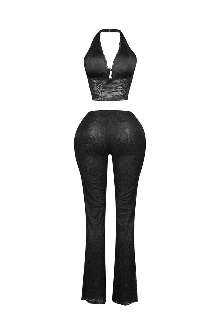 Backstage Lace Halter Top &amp; Pants SET