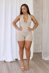 Heading Up Halter Ribbed Knit Romper
