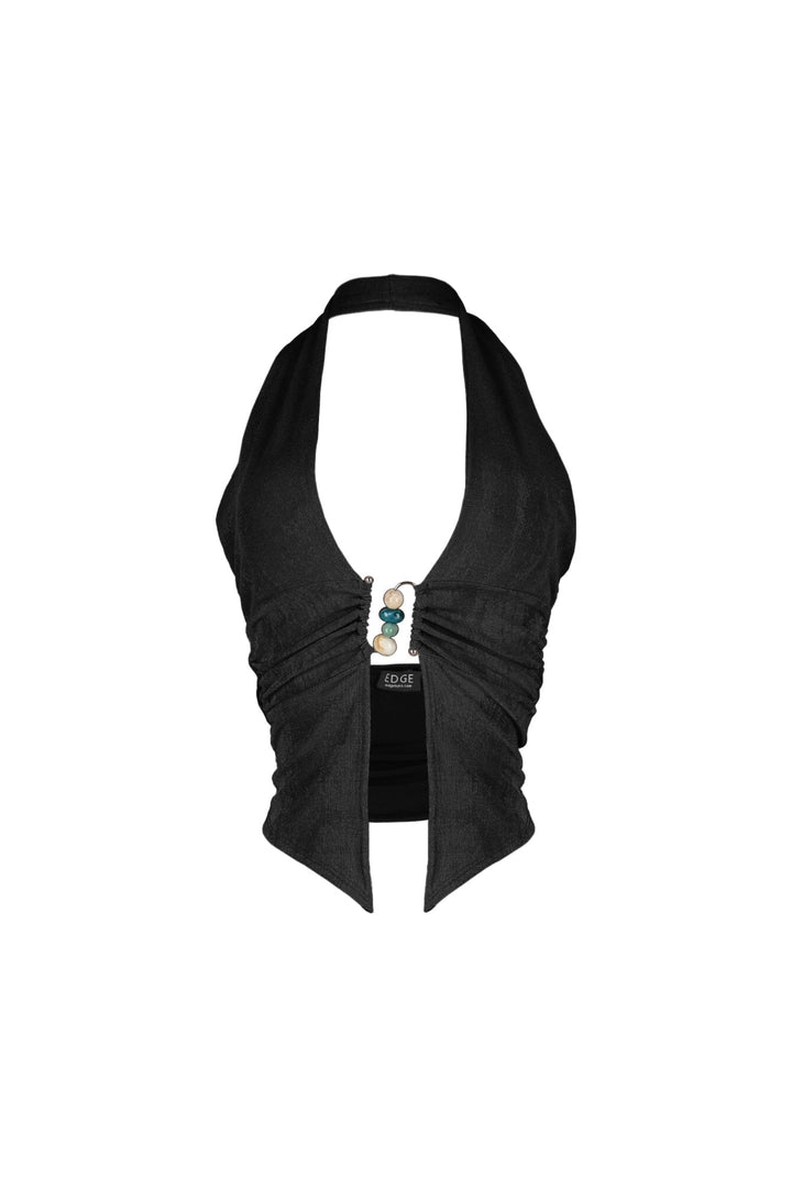Goa Slinky Beaded Halter Top