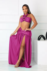 Lunara Slinky Halter Top &amp; Skirt SET