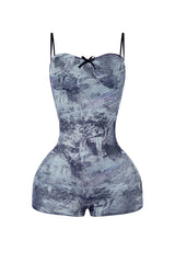 Half Mine Newspaper Print Romper