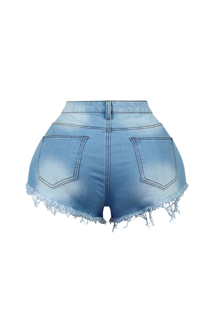 Stormi Heart &amp; Chain Draped Denim Shorts
