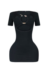 Slither Snake Trim Cut Out Mini Dress