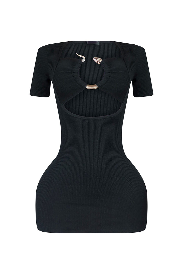 Slither Snake Trim Cut Out Mini Dress