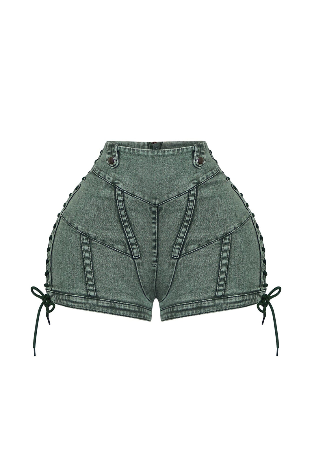 Keep Up Lace Up Denim Shorts