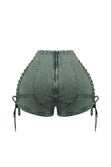 Keep Up Lace Up Denim Shorts