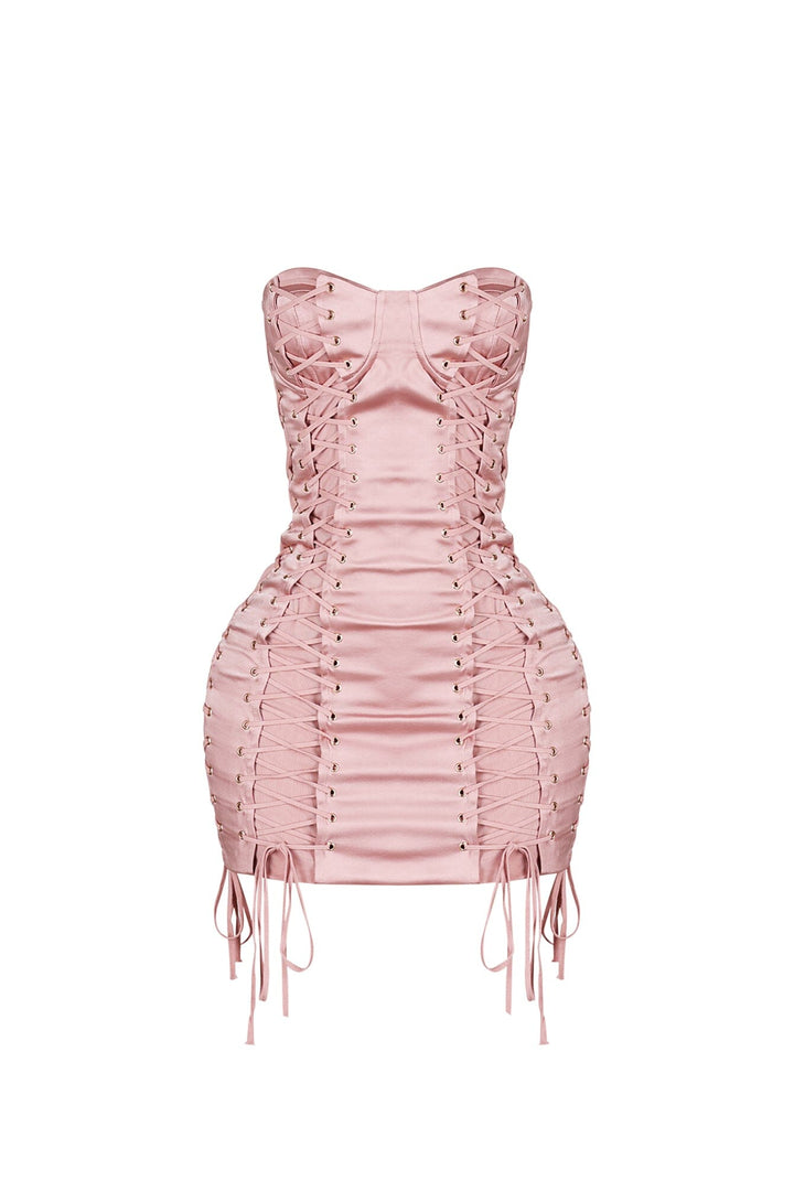 Sephora Satin Lace Up Mini Dress