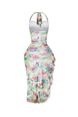 Pure Romance Mesh Ruffled Midi Dress