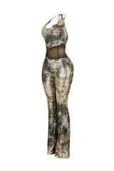 Shine Cutout Foil Halter Jumpsuit