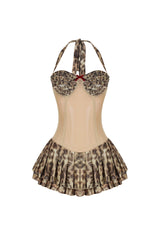 Her Contrast Mesh Leopard Mini Dress