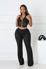 Backstage Lace Halter Top &amp; Pants SET