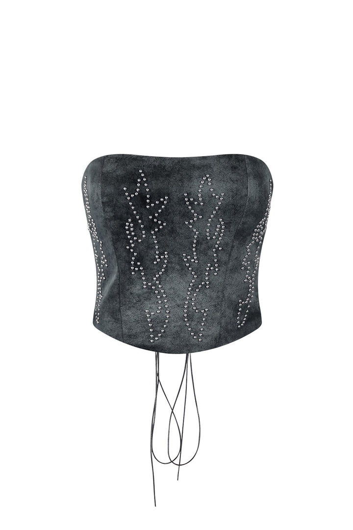 Set The Tone PU Western Corset Top