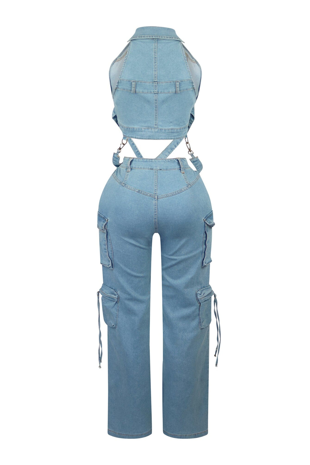 Get Goin Denim Cross Straps Vest &amp; Pants SET