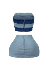 Blake Denim Tube Top &amp; Skirt SET