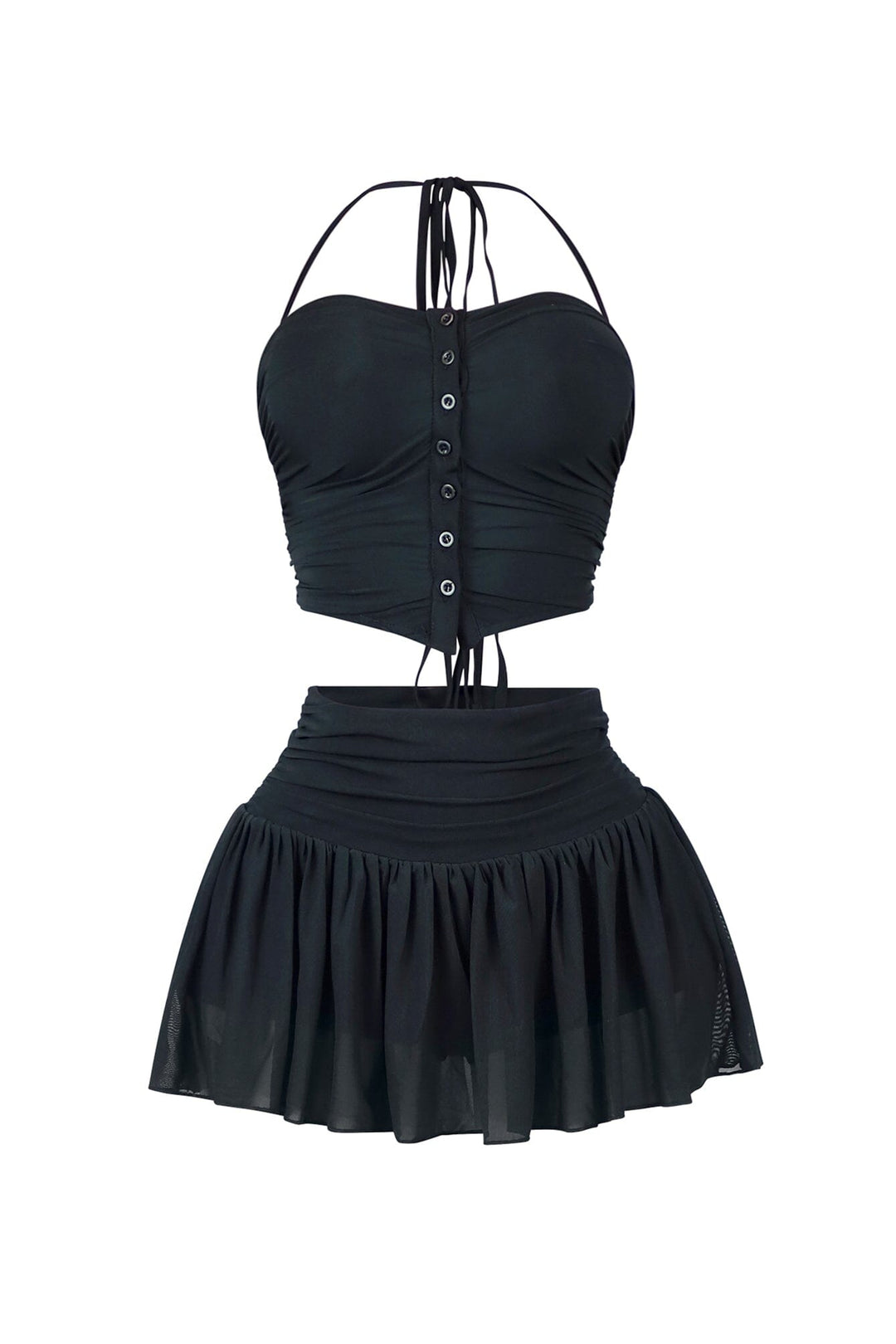 Stuck With U Mesh Ruched Top &amp; Skirt SET