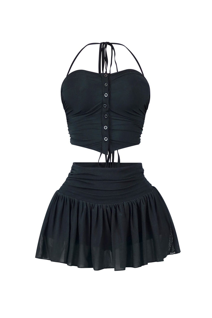 Stuck With U Mesh Ruched Top &amp; Skirt SET
