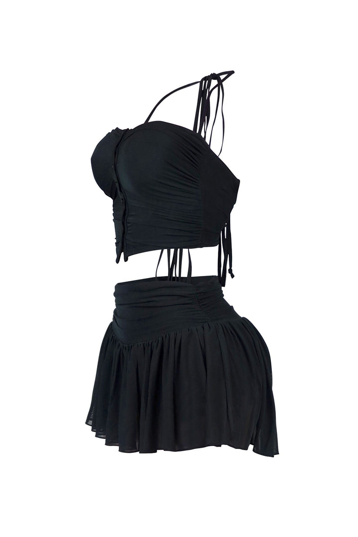 Stuck With U Mesh Ruched Top &amp; Skirt SET