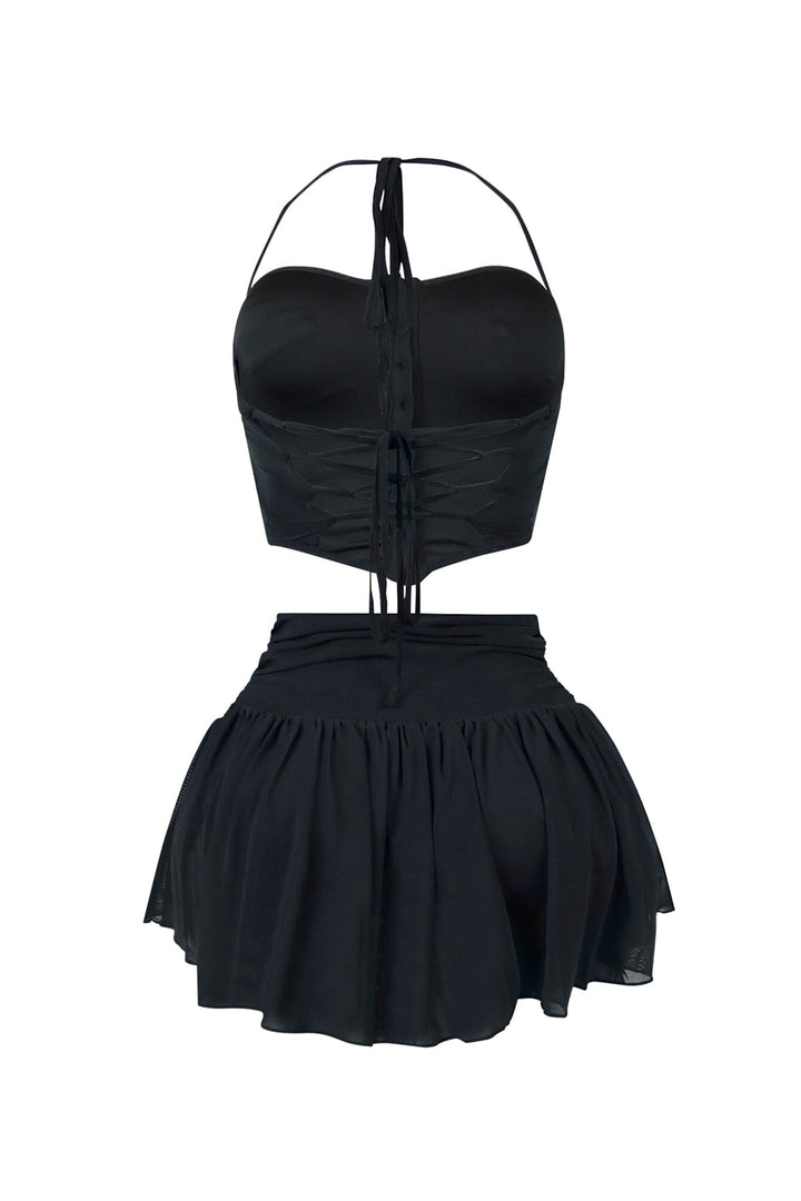 Stuck With U Mesh Ruched Top &amp; Skirt SET