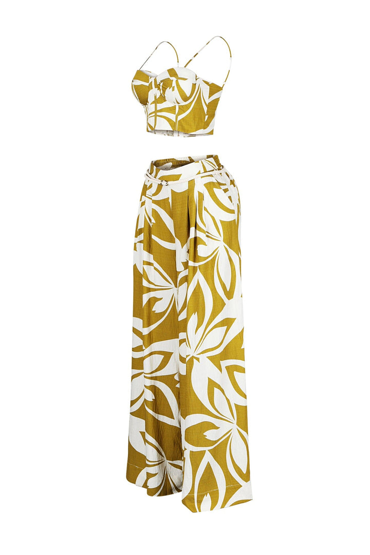 Tumon Printed Crop Top &amp; Pants SET
