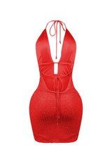Scalelight Beaded Halter Mini Dress