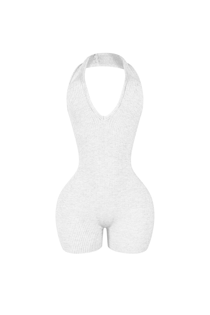 Heading Up Halter Ribbed Knit Romper