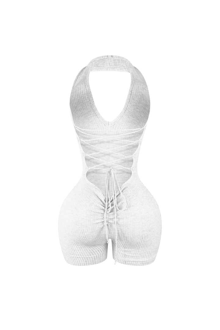 Heading Up Halter Ribbed Knit Romper