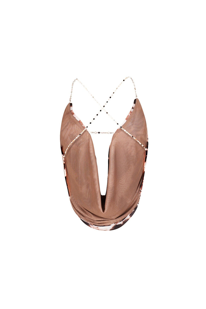Mesh Meets Chain Halter Top