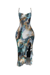 Tealwave Ruffle Tank Midi Dress