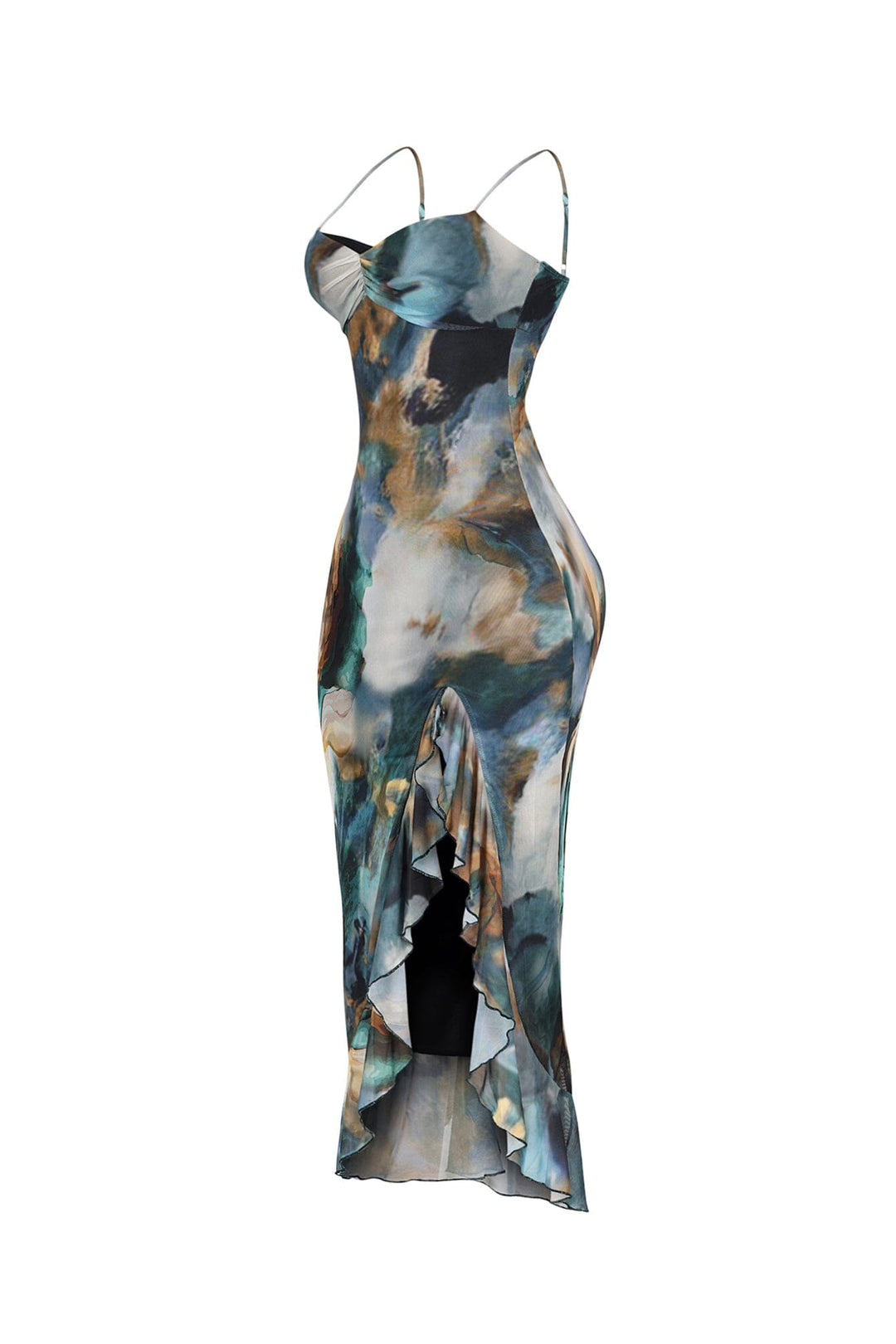 Tealwave Ruffle Tank Midi Dress