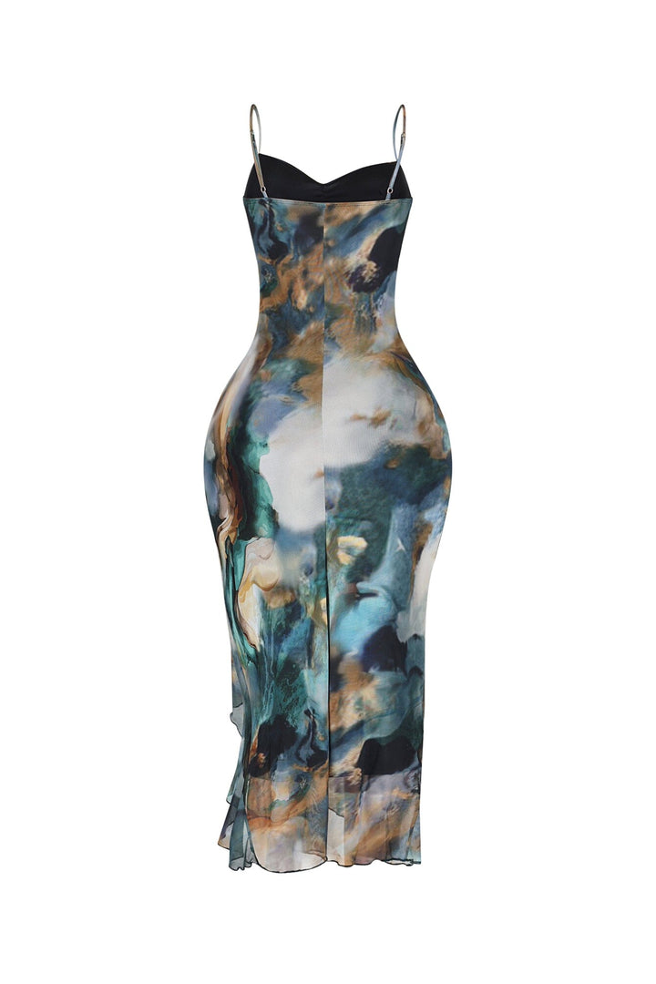 Tealwave Ruffle Tank Midi Dress