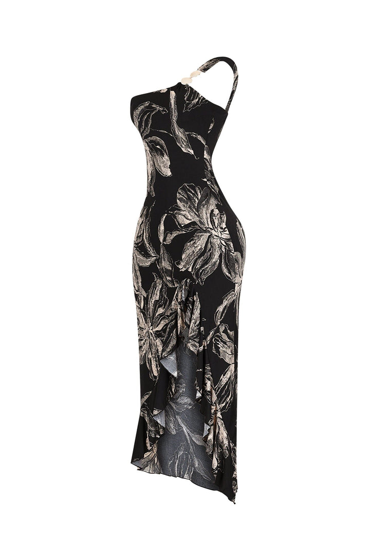 Flarecut One Shoulder Midi Dress