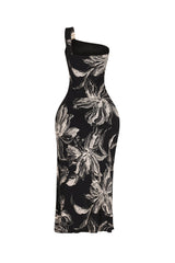 Flarecut One Shoulder Midi Dress