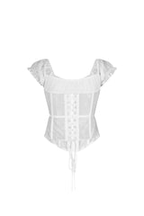 Lattice Lace Chiffon Corset Top