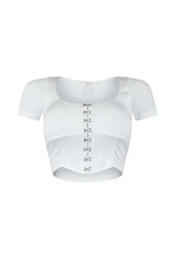Darcie Hook &amp; Eye Short Sleeve Top