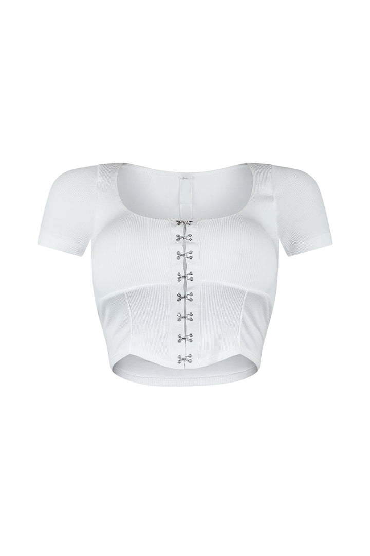 Darcie Hook &amp; Eye Short Sleeve Top