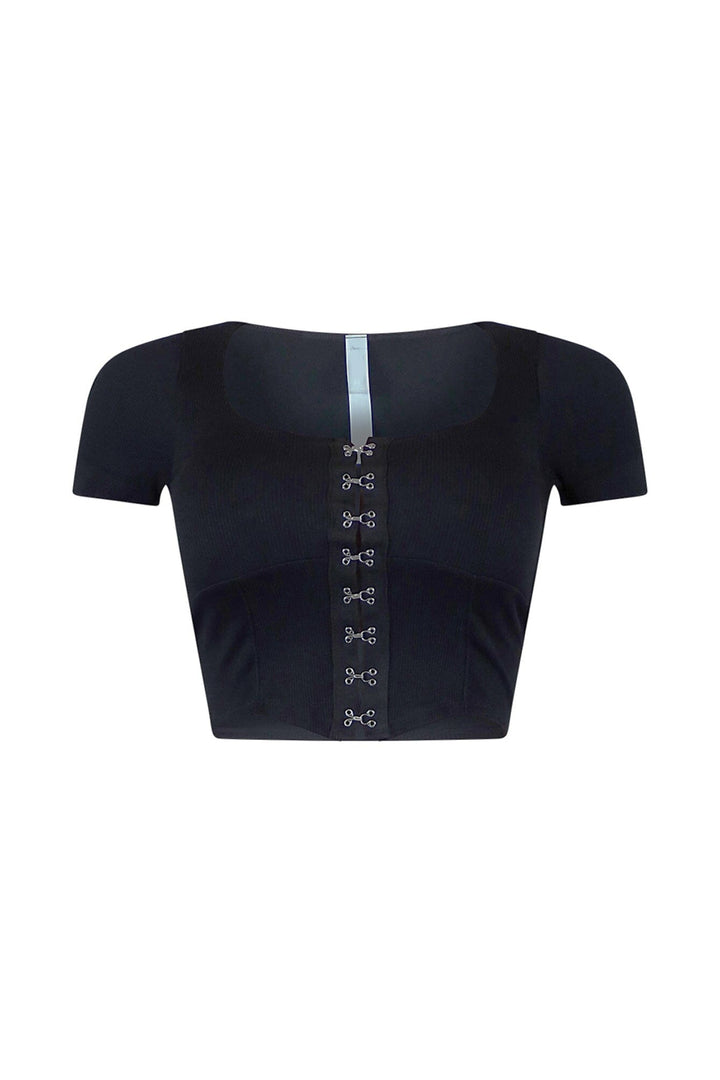Darcie Hook &amp; Eye Short Sleeve Top