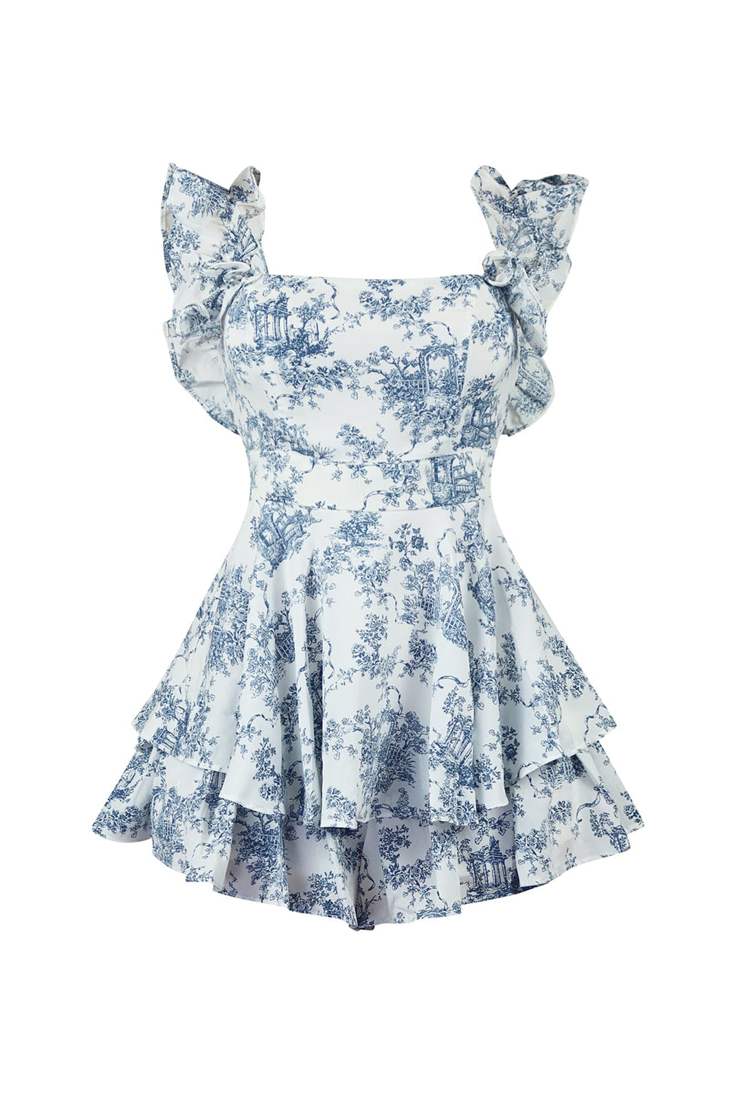 Sophia Print Off Shoulder Woven Ruffled Romper