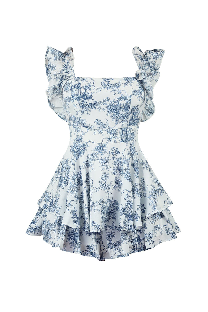 Sophia Print Off Shoulder Woven Ruffled Romper – EDGE