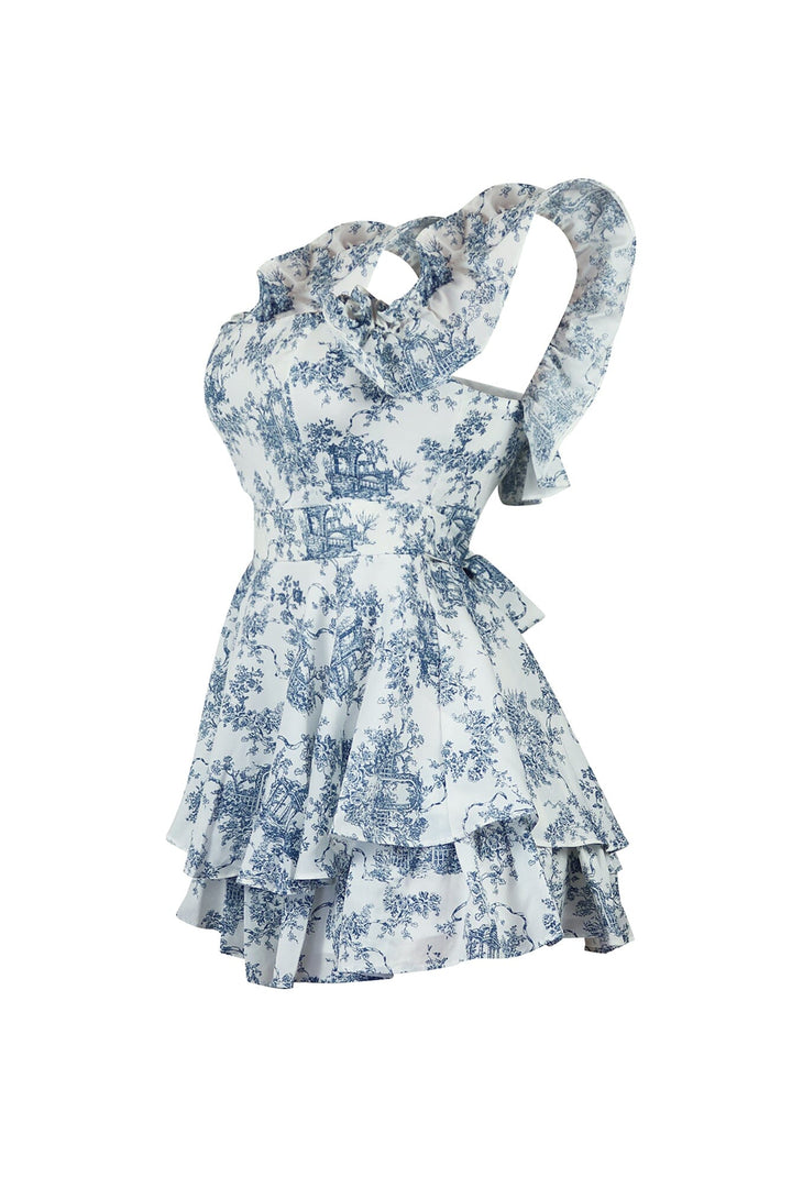 Sophia Print Off Shoulder Woven Ruffled Romper