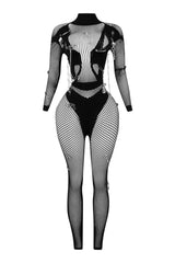 Eleanor Seamless Long Sleeve Fishnet Jumpsuit