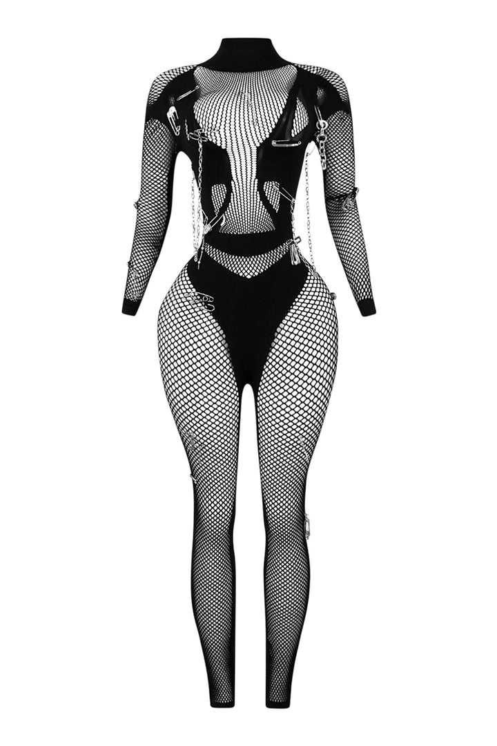 Eleanor Seamless Long Sleeve Fishnet Jumpsuit