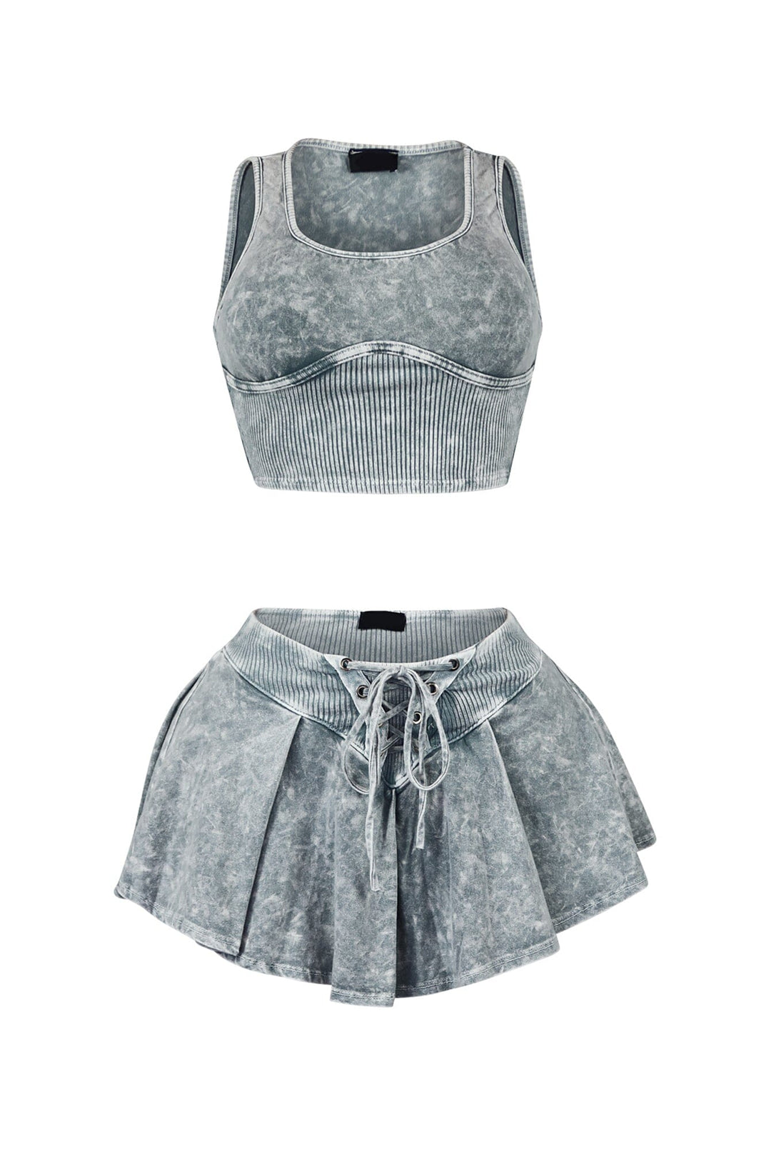 Tamia Mineral Washed Sleeveless Top &amp; Skirt SET